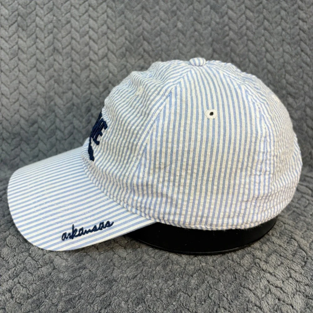 Home Free Arkansas Seersucker Hat Blue White Striped Cotton Baseball Cap OSFM